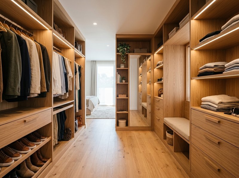 Vestidor empotrado en madera de roble instalado en Almazán